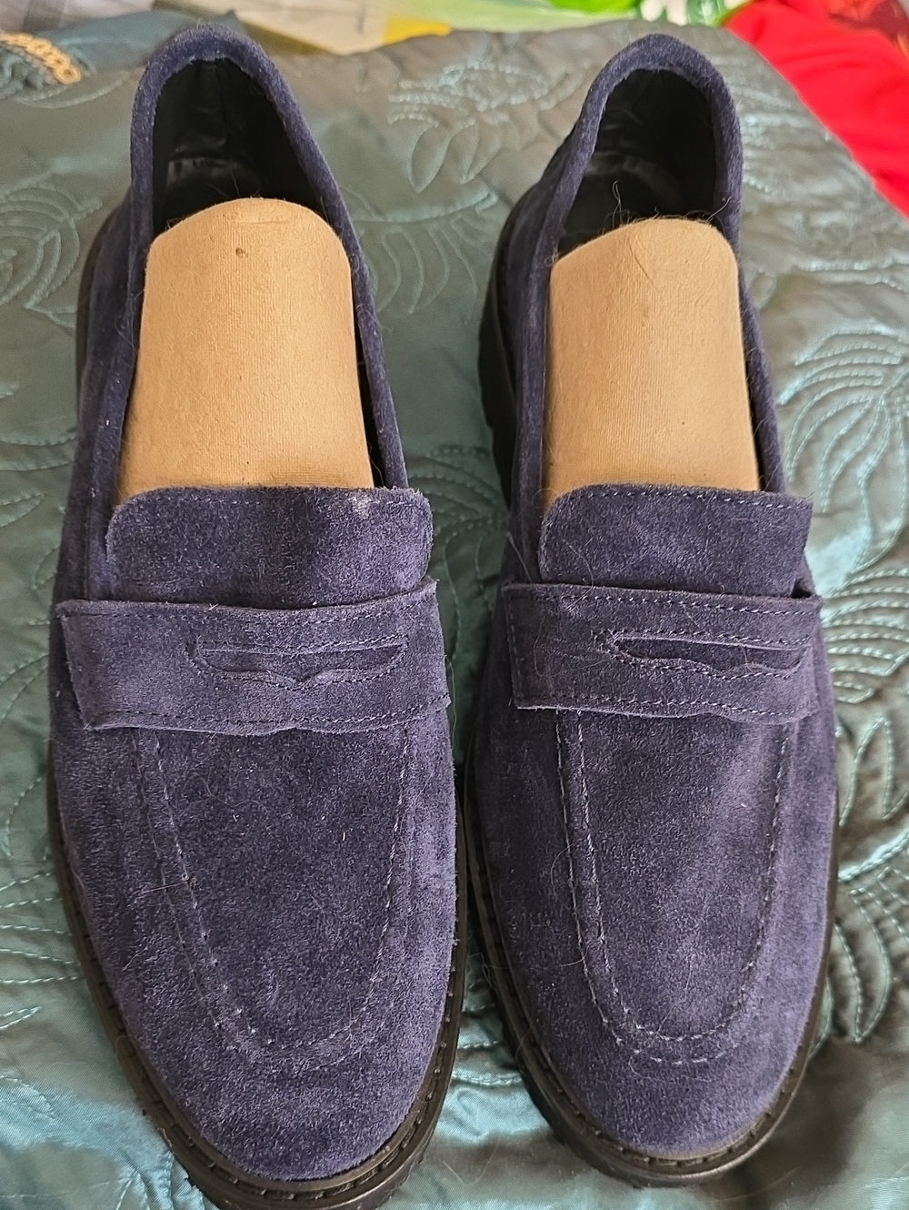 Florsheim Navy Blue Suede Penny Loafers